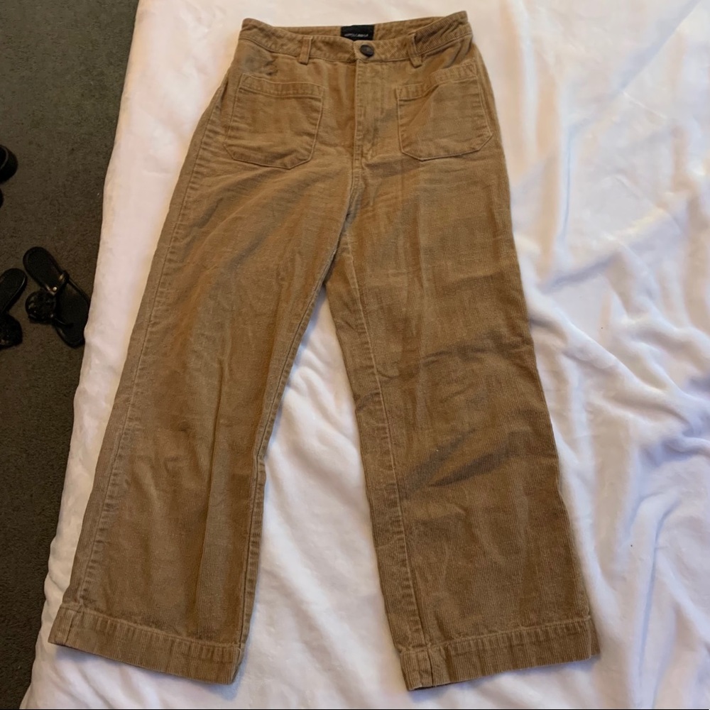 Wide Leg Ankle Brown Corduroy Pants